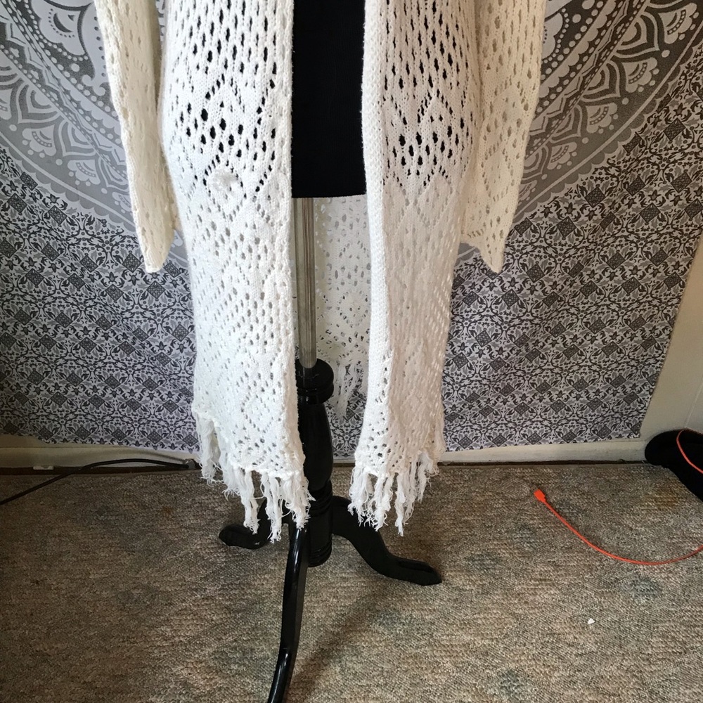 Forever 21 Open Knit Fringe Cardigan - Picture 4 of 8